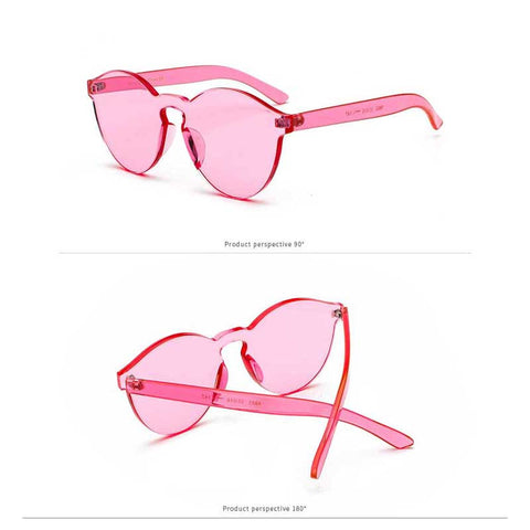 Stylish Sunglasses Women 2018 Fashion Round Rimless Colorful Sun glasses Ladies Clear Candy Color Glasses Female Vintage Eyewea