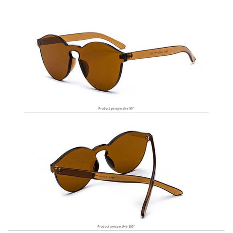 Stylish Sunglasses Women 2018 Fashion Round Rimless Colorful Sun glasses Ladies Clear Candy Color Glasses Female Vintage Eyewea