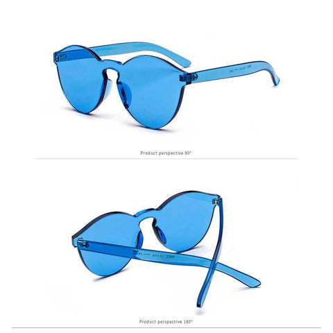 Stylish Sunglasses Women 2018 Fashion Round Rimless Colorful Sun glasses Ladies Clear Candy Color Glasses Female Vintage Eyewea