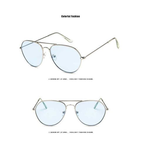 Fashion Sunglasses Women Retro Pink Glasses Classic Pilot Sun glasses Brand Designer Blue Yellow Lens Eyewear Vintage Glasses