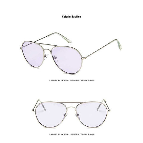 Fashion Sunglasses Women Retro Pink Glasses Classic Pilot Sun glasses Brand Designer Blue Yellow Lens Eyewear Vintage Glasses