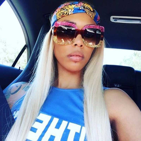 Oversized Sunglasses Women Big Frame Sun glasses Female Color Stripe Frame Retro Square Glasses Vintage Eyewear UV Protection