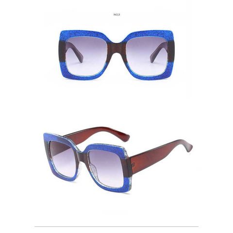 Oversized Sunglasses Women Big Frame Sun glasses Female Color Stripe Frame Retro Square Glasses Vintage Eyewear UV Protection