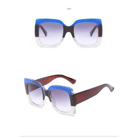 Oversized Sunglasses Women Big Frame Sun glasses Female Color Stripe Frame Retro Square Glasses Vintage Eyewear UV Protection