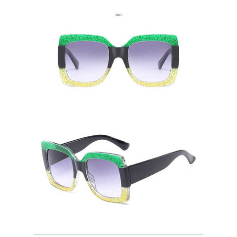 Oversized Sunglasses Women Big Frame Sun glasses Female Color Stripe Frame Retro Square Glasses Vintage Eyewear UV Protection