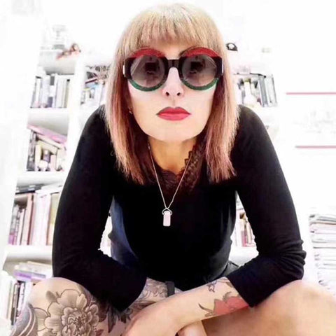Trendy Sunglasses Women Brand Design Round Retro Stripe Sun glasses Female Vintage Colorful Striped Frame Gradient Lens Glasses