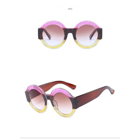 Trendy Sunglasses Women Brand Design Round Retro Stripe Sun glasses Female Vintage Colorful Striped Frame Gradient Lens Glasses
