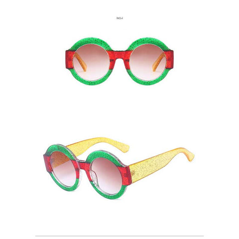Trendy Sunglasses Women Brand Design Round Retro Stripe Sun glasses Female Vintage Colorful Striped Frame Gradient Lens Glasses