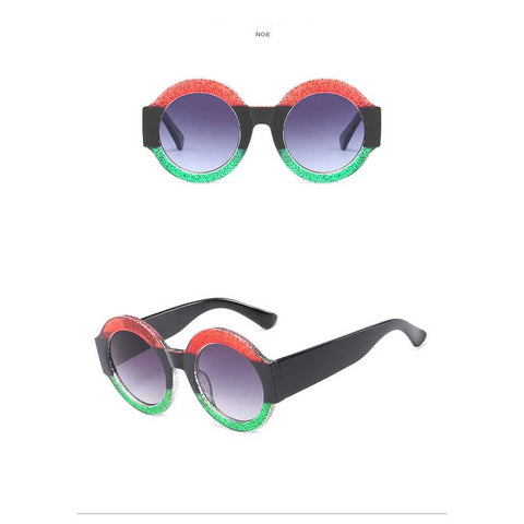 Trendy Sunglasses Women Brand Design Round Retro Stripe Sun glasses Female Vintage Colorful Striped Frame Gradient Lens Glasses