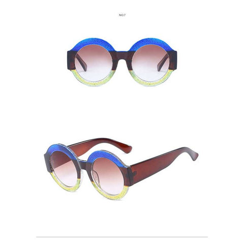 Trendy Sunglasses Women Brand Design Round Retro Stripe Sun glasses Female Vintage Colorful Striped Frame Gradient Lens Glasses