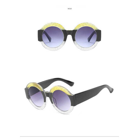 Trendy Sunglasses Women Brand Design Round Retro Stripe Sun glasses Female Vintage Colorful Striped Frame Gradient Lens Glasses