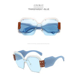 Trendy Sunglasses 2018 Women Italy Luxury Brand Oversized Brand Designer Square Sun glasses for Lady Retro Rimless Rivet Glasses