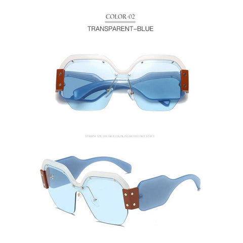 Trendy Sunglasses 2018 Women Italy Luxury Brand Oversized Brand Designer Square Sun glasses for Lady Retro Rimless Rivet Glasses