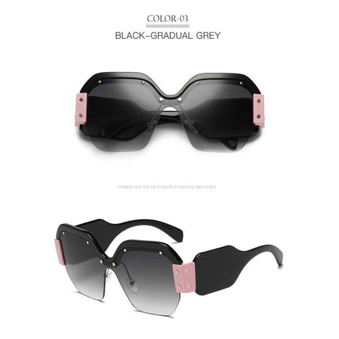 Trendy Sunglasses 2018 Women Italy Luxury Brand Oversized Brand Designer Square Sun glasses for Lady Retro Rimless Rivet Glasses
