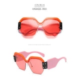 Trendy Sunglasses 2018 Women Italy Luxury Brand Oversized Brand Designer Square Sun glasses for Lady Retro Rimless Rivet Glasses