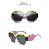 Trendy Sunglasses 2018 Women Italy Luxury Brand Oversized Brand Designer Square Sun glasses for Lady Retro Rimless Rivet Glasses