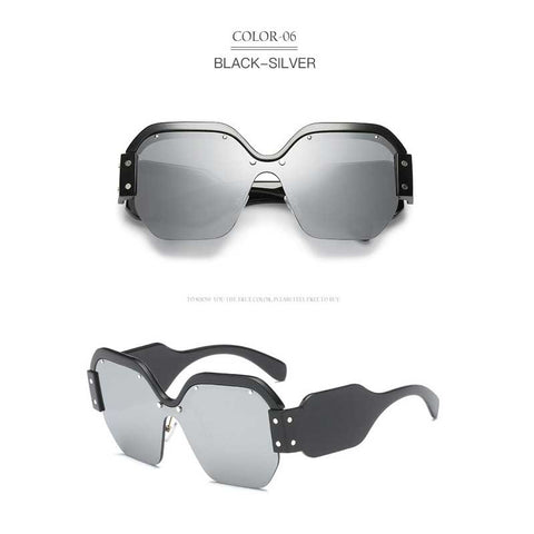 Trendy Sunglasses 2018 Women Italy Luxury Brand Oversized Brand Designer Square Sun glasses for Lady Retro Rimless Rivet Glasses