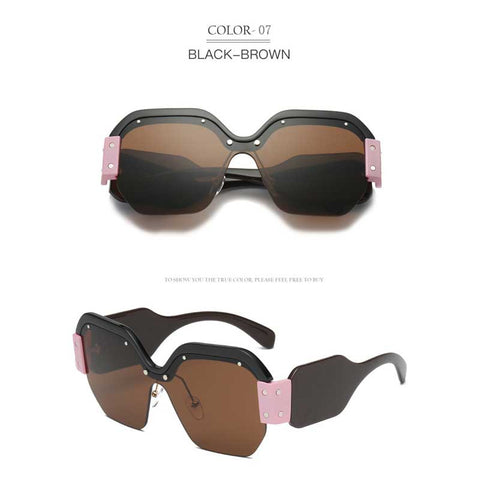Trendy Sunglasses 2018 Women Italy Luxury Brand Oversized Brand Designer Square Sun glasses for Lady Retro Rimless Rivet Glasses