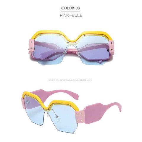 Trendy Sunglasses 2018 Women Italy Luxury Brand Oversized Brand Designer Square Sun glasses for Lady Retro Rimless Rivet Glasses