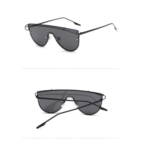Retro Metal Sunglasses 2018 Oversized Woman Vintage Sun glasses Female Siamese Frame Oversize Glasses Ocean Mirror Eyewear UV400