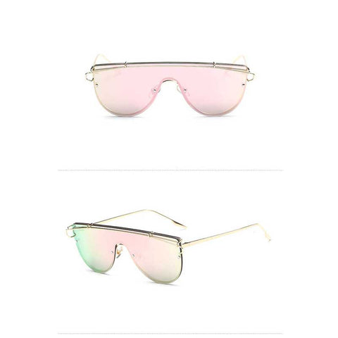 Retro Metal Sunglasses 2018 Oversized Woman Vintage Sun glasses Female Siamese Frame Oversize Glasses Ocean Mirror Eyewear UV400