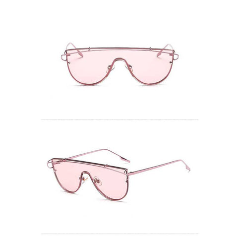 Retro Metal Sunglasses 2018 Oversized Woman Vintage Sun glasses Female Siamese Frame Oversize Glasses Ocean Mirror Eyewear UV400