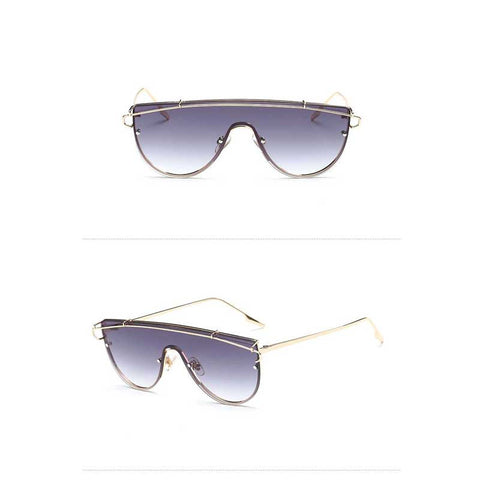 Retro Metal Sunglasses 2018 Oversized Woman Vintage Sun glasses Female Siamese Frame Oversize Glasses Ocean Mirror Eyewear UV400