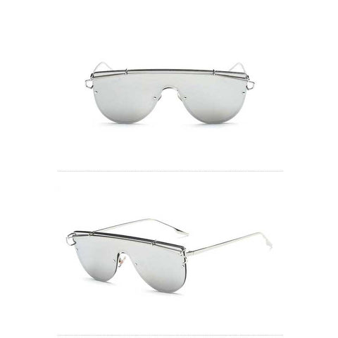 Retro Metal Sunglasses 2018 Oversized Woman Vintage Sun glasses Female Siamese Frame Oversize Glasses Ocean Mirror Eyewear UV400