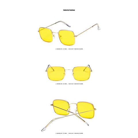 Trendy Sunglasses 2018 Women Shades Men Tinted Glasses New Small Retro Brand Unisex Vintage Gold Metal Frame Square Sun glasses