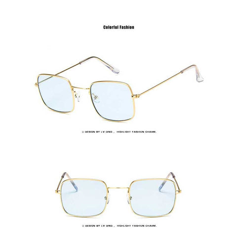 Trendy Sunglasses 2018 Women Shades Men Tinted Glasses New Small Retro Brand Unisex Vintage Gold Metal Frame Square Sun glasses