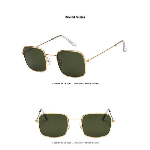 Trendy Sunglasses 2018 Women Shades Men Tinted Glasses New Small Retro Brand Unisex Vintage Gold Metal Frame Square Sun glasses