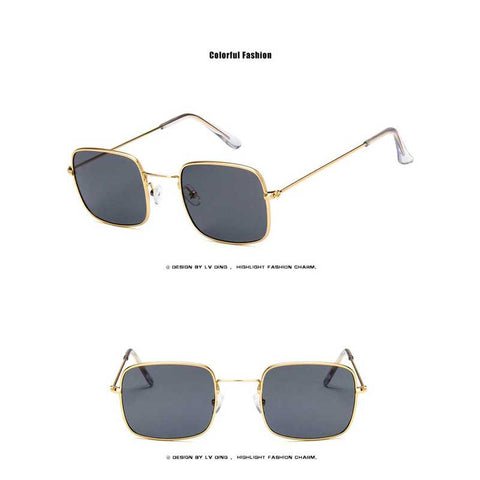 Trendy Sunglasses 2018 Women Shades Men Tinted Glasses New Small Retro Brand Unisex Vintage Gold Metal Frame Square Sun glasses
