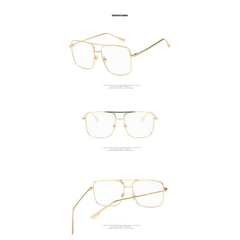 Oversized Sunglasses Women Brand Designer 2018 Vintage Metal Frame Square Sun glasses Female Retro Big Frame Clear Lens Glasses