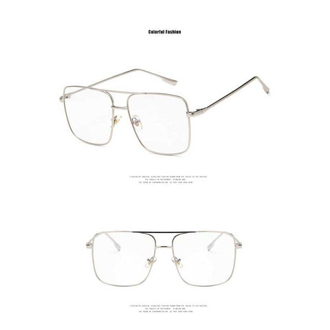 Oversized Sunglasses Women Brand Designer 2018 Vintage Metal Frame Square Sun glasses Female Retro Big Frame Clear Lens Glasses