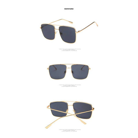 Oversized Sunglasses Women Brand Designer 2018 Vintage Metal Frame Square Sun glasses Female Retro Big Frame Clear Lens Glasses