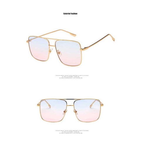 Oversized Sunglasses Women Brand Designer 2018 Vintage Metal Frame Square Sun glasses Female Retro Big Frame Clear Lens Glasses