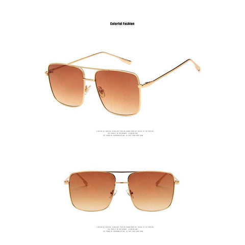 Oversized Sunglasses Women Brand Designer 2018 Vintage Metal Frame Square Sun glasses Female Retro Big Frame Clear Lens Glasses
