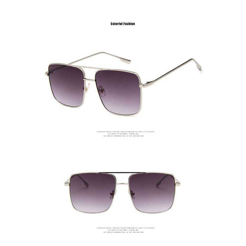 Oversized Sunglasses Women Brand Designer 2018 Vintage Metal Frame Square Sun glasses Female Retro Big Frame Clear Lens Glasses