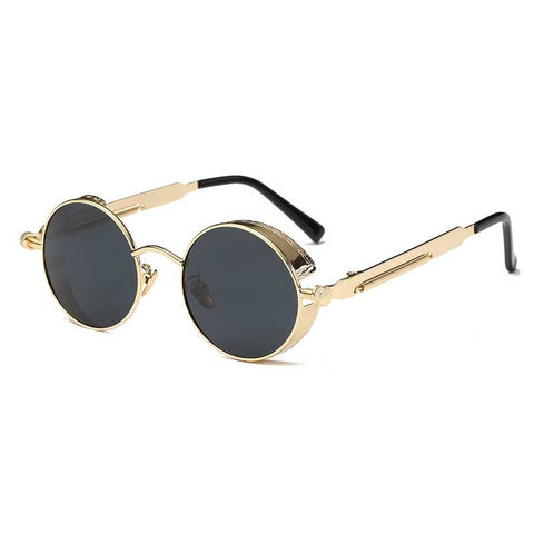 Gothic Steampunk Sunglasses for Men Women Vintage Round Retro Steam Punk Sun glasses Brand Designer Metal Coating Lens Glasses