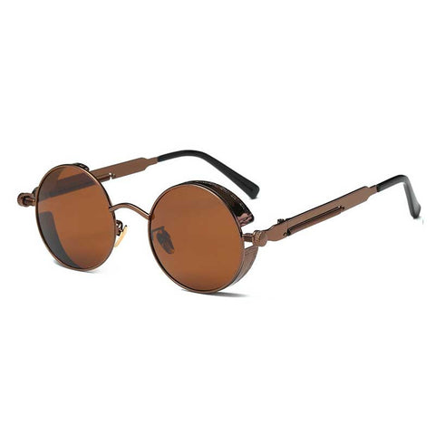 Gothic Steampunk Sunglasses for Men Women Vintage Round Retro Steam Punk Sun glasses Brand Designer Metal Coating Lens Glasses
