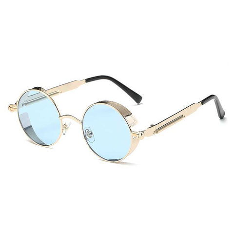 Gothic Steampunk Sunglasses for Men Women Vintage Round Retro Steam Punk Sun glasses Brand Designer Metal Coating Lens Glasses