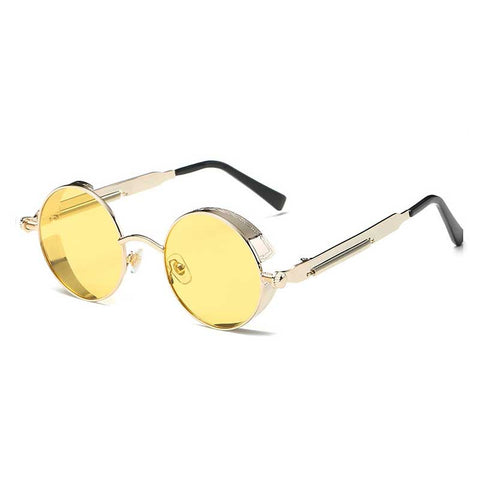 Gothic Steampunk Sunglasses for Men Women Vintage Round Retro Steam Punk Sun glasses Brand Designer Metal Coating Lens Glasses