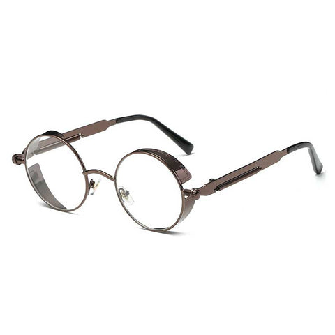 Gothic Steampunk Sunglasses for Men Women Vintage Round Retro Steam Punk Sun glasses Brand Designer Metal Coating Lens Glasses