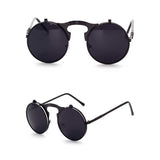 Flip Up Sunglasses Steam punk Men Circle Sun glasses Vintage Round Steampunk Glasses Women Retro Metal Coating Lens Sun glasses