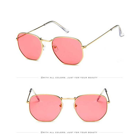 Vintage Sunglasses Women Brand Designer Men Square Polygon Glasses Retro Small Sun Glasses for Female Coating Shades Glasses