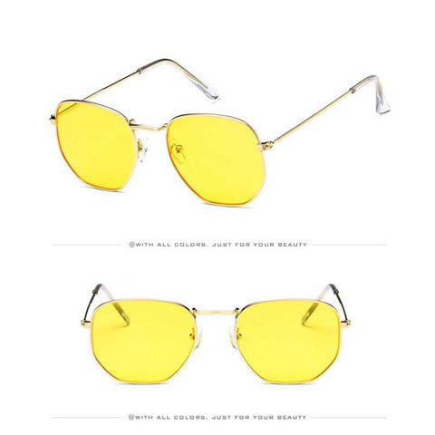 Vintage Sunglasses Women Brand Designer Men Square Polygon Glasses Retro Small Sun Glasses for Female Coating Shades Glasses