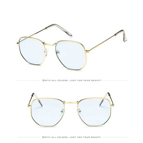 Vintage Sunglasses Women Brand Designer Men Square Polygon Glasses Retro Small Sun Glasses for Female Coating Shades Glasses