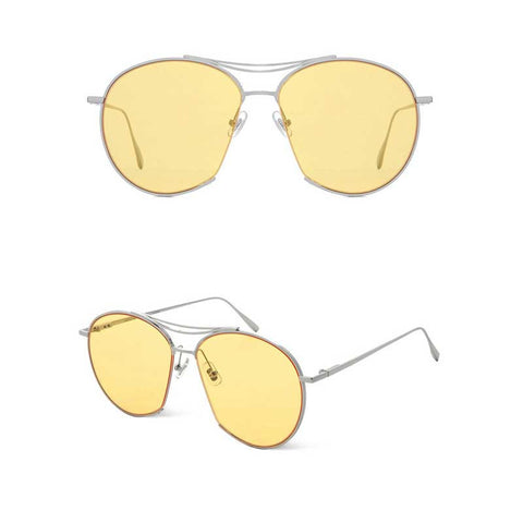 Sunglasses Women Retro Oval Sun Glasses Brand Designer Men Vintage Twin Beam Metal Frame Glasses Fashion Ocean Eyewear UV400