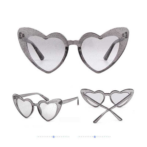 Glitter Sun glasses Trendy Heart Shaped Sunglasses Women Brand Designer Vintage Pink Cat eye Glasses Retro Love Heart Goggles