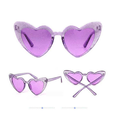 Glitter Sun glasses Trendy Heart Shaped Sunglasses Women Brand Designer Vintage Pink Cat eye Glasses Retro Love Heart Goggles